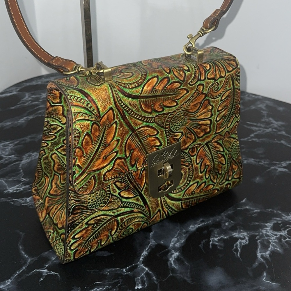 PATRICIA NASH Handy Leather Chauny Double Twist Lock Crossbody Bag AUTHENTIC